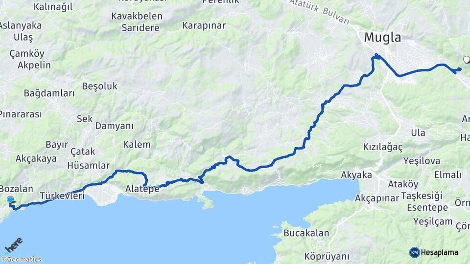 Çökertme Muğla Arası Kaç Km - Yol Tarifi