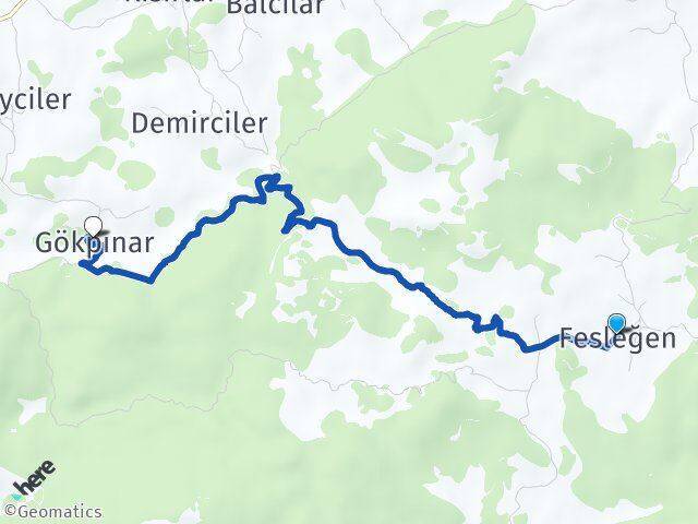 Fesleğen Gökpınar Arası Kaç Km - Yol Tarifi