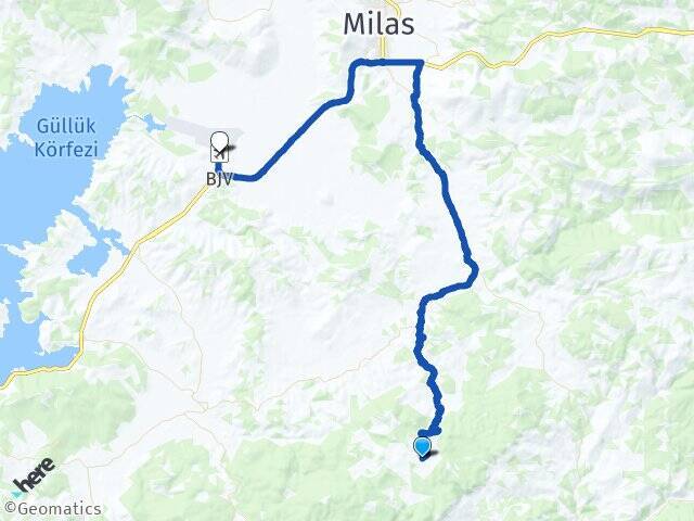 Fesleğen Milas Bodrum Havalimanı Arası Kaç Km - Yol Tarifi