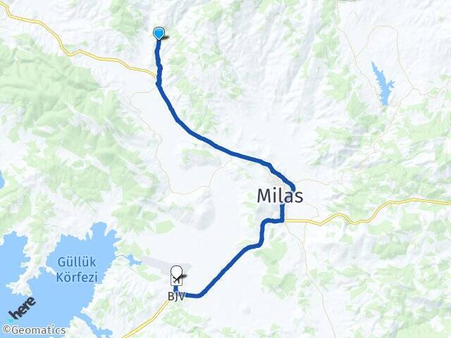 Kandak Milas Bodrum Havalimanı Arası Kaç Km - Yol Tarifi