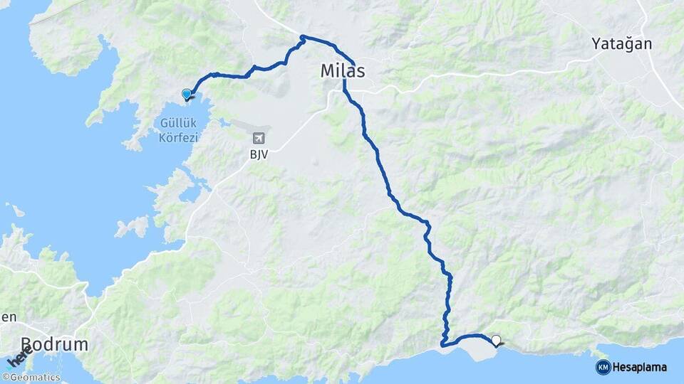 Muğla Milas Kıyıkışlacık Ören Milas Arası Kaç Km - Yol Haritası
