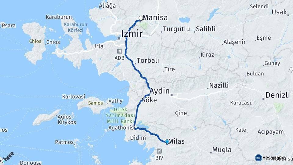 Muğla Milas Manisa Arası Kaç Km - Yol Haritası