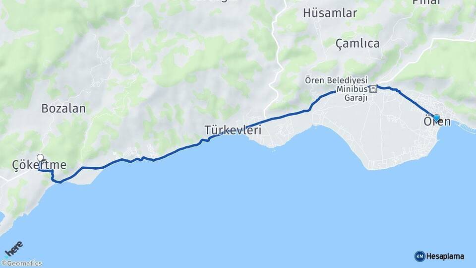 Muğla Milas Ören Çökertme Milas Arası Kaç Km - Yol Haritası