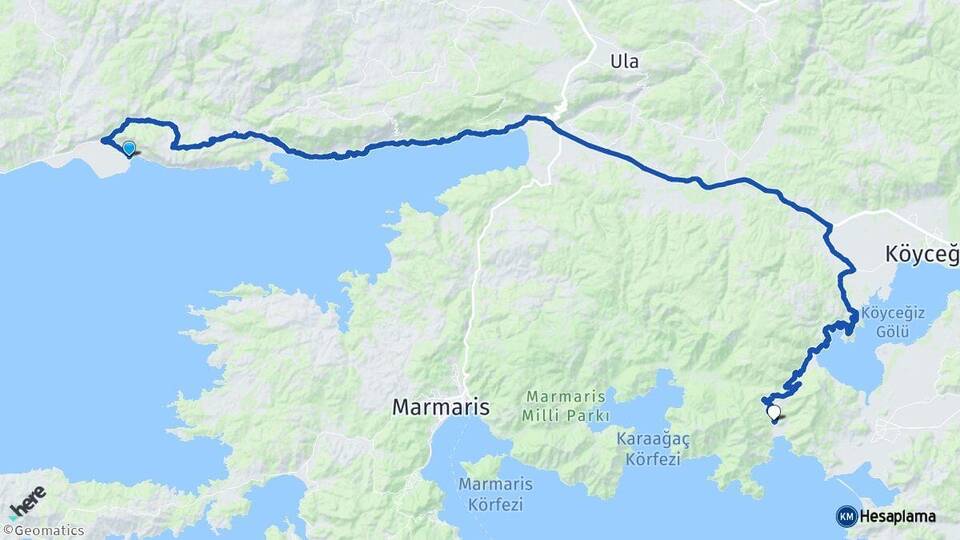 Muğla Milas Ören Ekincik Köyceğiz Arası Kaç Km - Yol Haritası