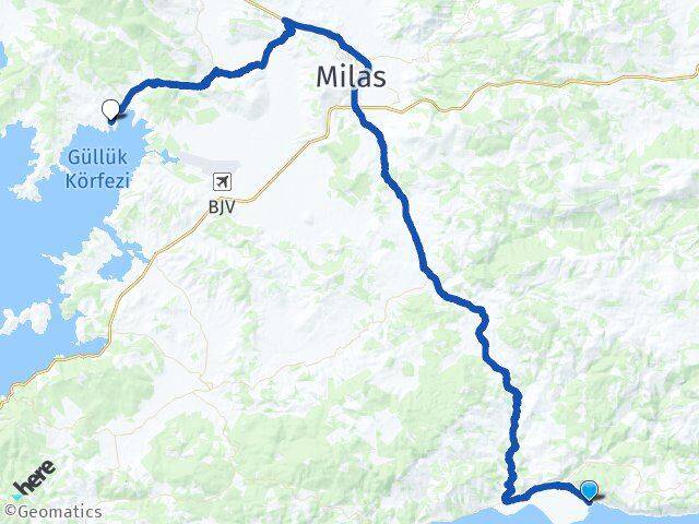 Muğla Milas Ören Kıyıkışlacık Milas Arası Kaç Km - Yol Haritası