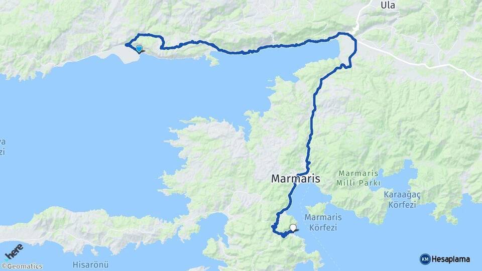 Muğla Milas Ören Turunç Marmaris Arası Kaç Km - Yol Haritası