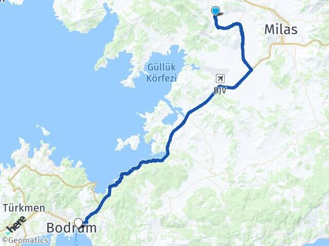 Ovakışlacık Bodrum Feribot İskelesi Arası Kaç Km - Yol Tarifi