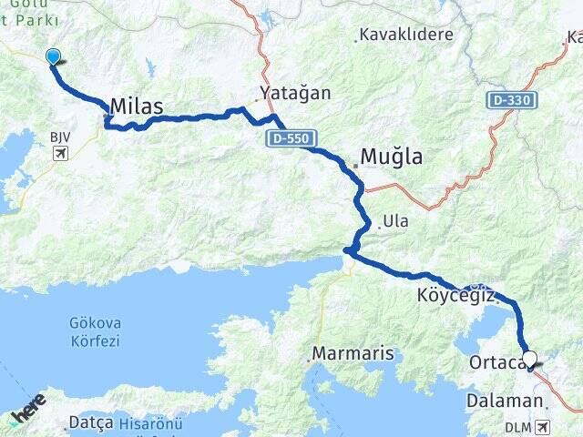 Selimiye Ortaca Otogarı Arası Kaç Km - Yol Tarifi