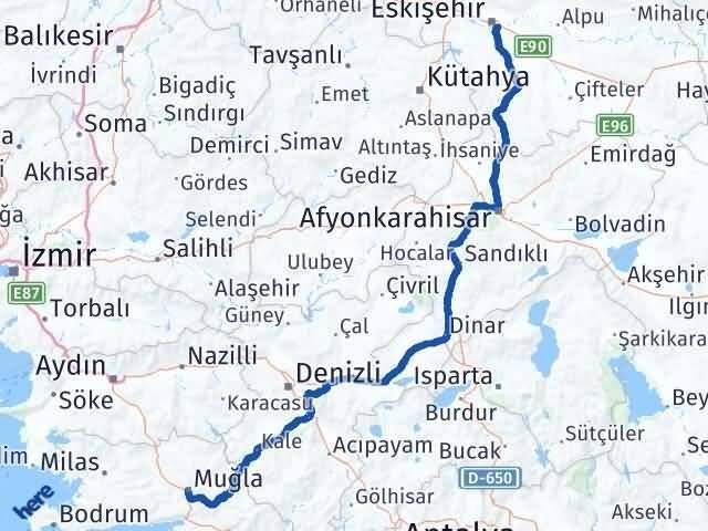Muğla Odunpazarı Arası Kaç Km - Yol Tarifi