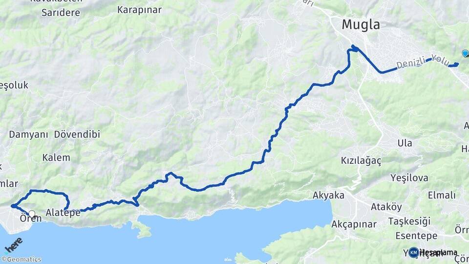 Muğla Ören Milas Arası Kaç Km - Yol Haritası
