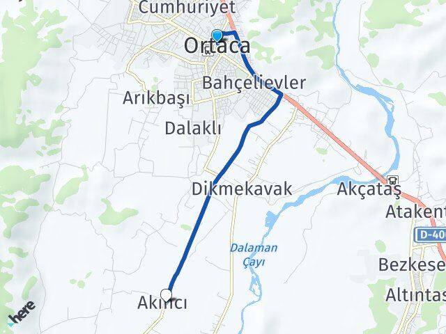 Muğla Ortaca Akıncı Ortaca Arası Kaç Km - Yol Haritası