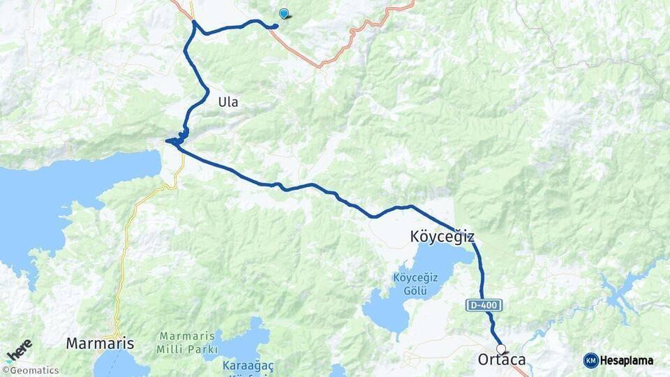 Muğla Ortaca Arası Kaç Km - Yol Haritası