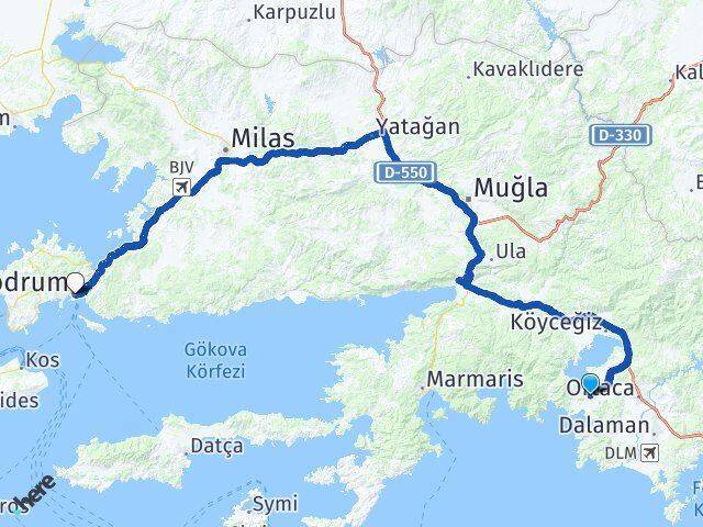 Dalyan Bodrum Arası Kaç Km - Yol Tarifi