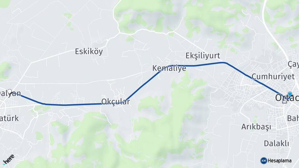 Muğla Ortaca Dalyan Ortaca Arası Kaç Km - Yol Haritası