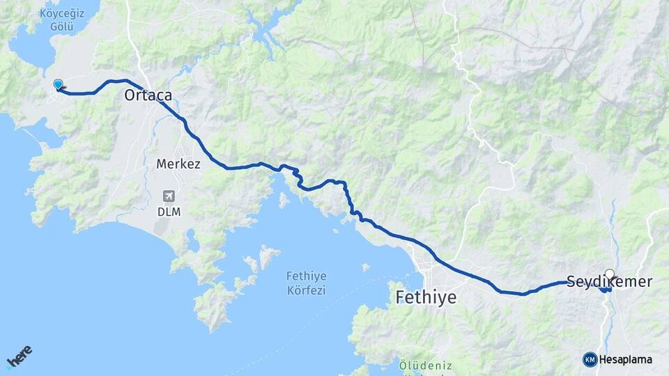 Muğla Ortaca Dalyan Seydikemer Arası Kaç Km - Yol Haritası