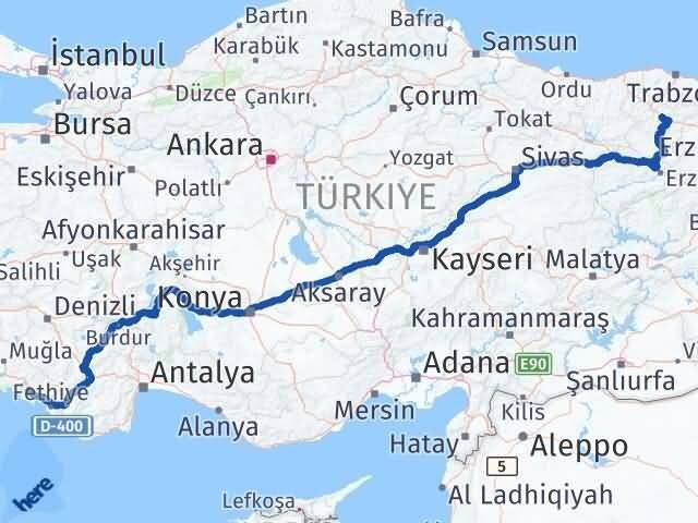 Muğla Ortaca Gümüşhane Arası Kaç Km - Yol Haritası