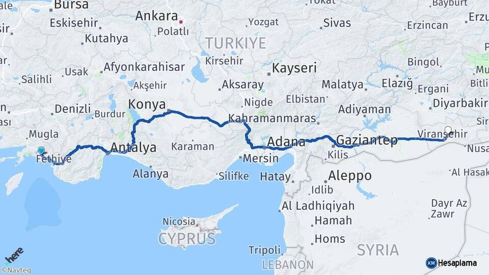 Muğla Ortaca Mardin Arası Kaç Km - Yol Haritası