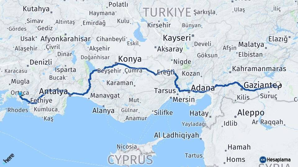 Muğla Ortaca Şanlıurfa Arası Kaç Km - Yol Haritası