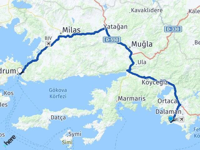 Sarıgerme Bodrum Otogarı Arası Kaç Km - Yol Tarifi