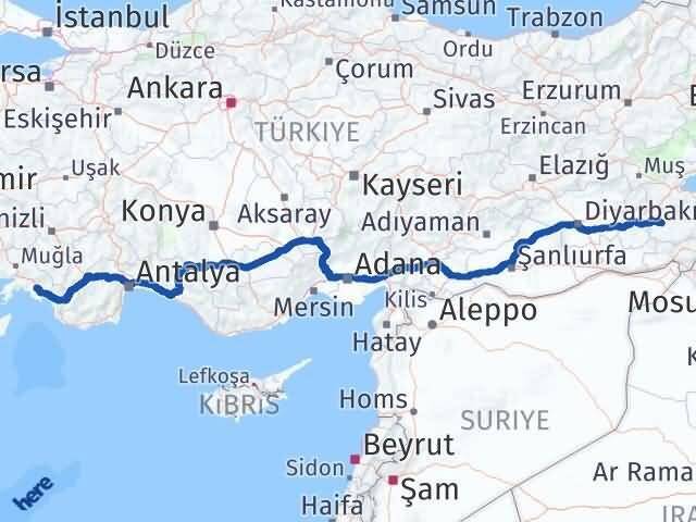 Muğla Ortaca Siirt Arası Kaç Km - Yol Haritası