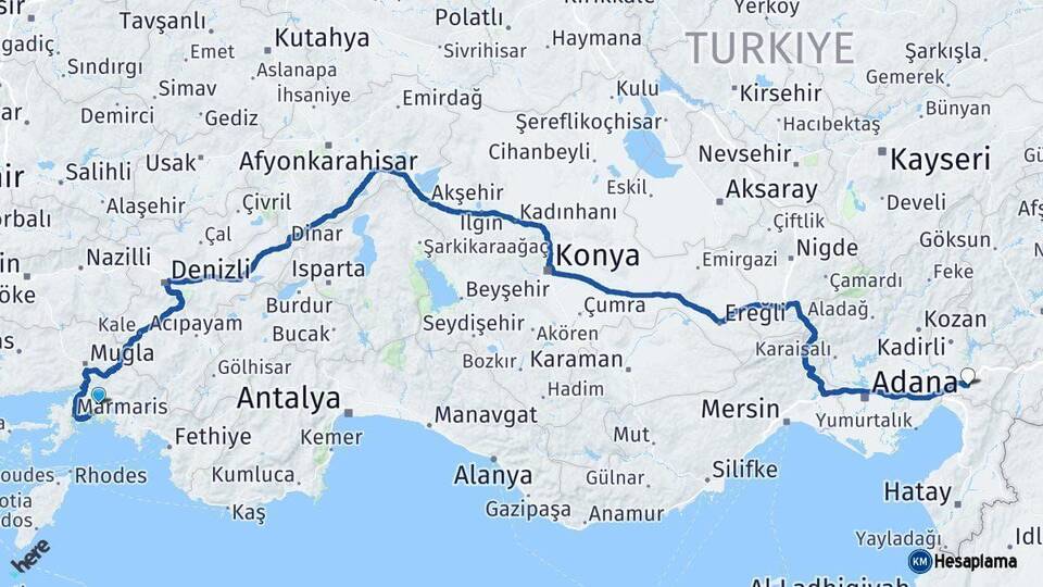 Muğla Osmaniye Arası Kaç Km - Yol Haritası