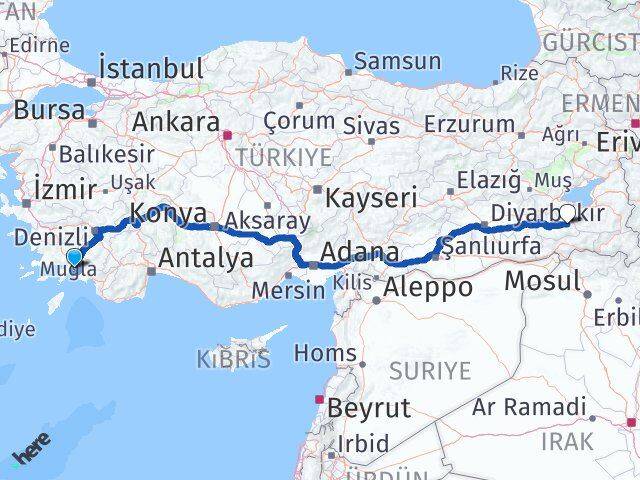 Muğla Pervari Siirt Arası Kaç Km - Yol Haritası