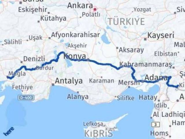 Muğla Polateli Kilis Arası Kaç Km - Yol Haritası