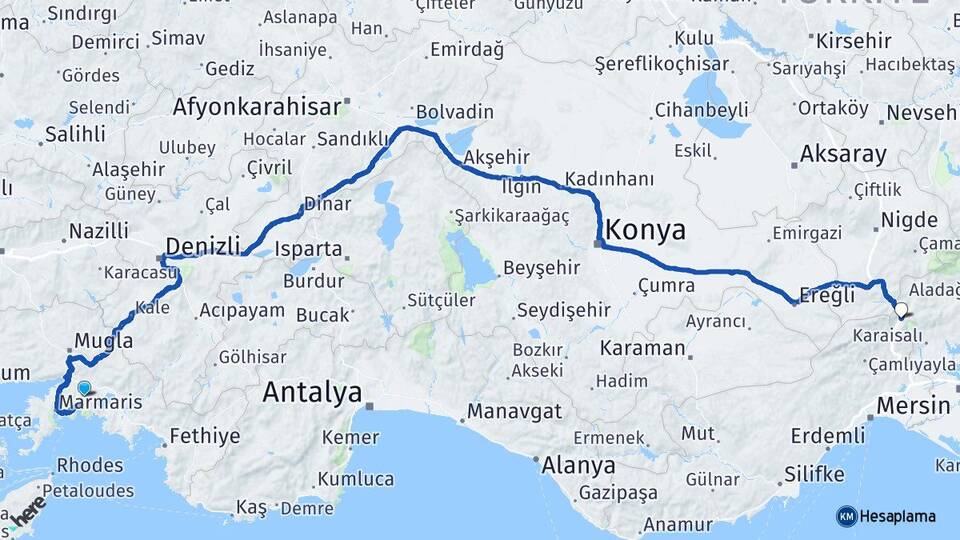 Muğla Pozantı Adana Arası Kaç Km - Yol Haritası