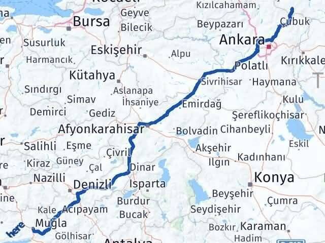 Muğla Şabanözü Çankırı Arası Kaç Km - Yol Haritası