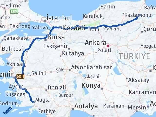 Muğla Saraydüzü Sinop Arası Kaç Km - Yol Haritası