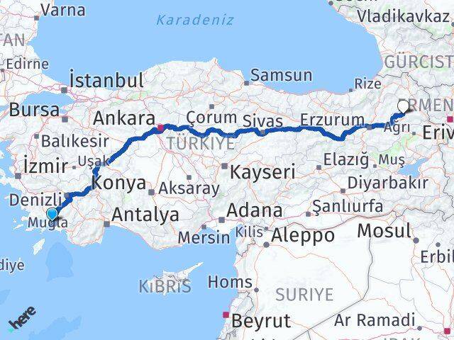 Muğla Sarıkamış Kars Arası Kaç Km - Yol Haritası