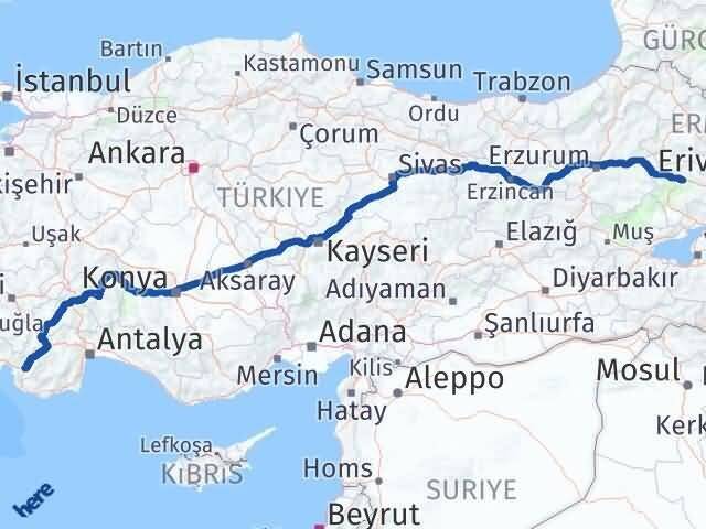Muğla Seydikemer Ağrı Arası Kaç Km - Yol Haritası