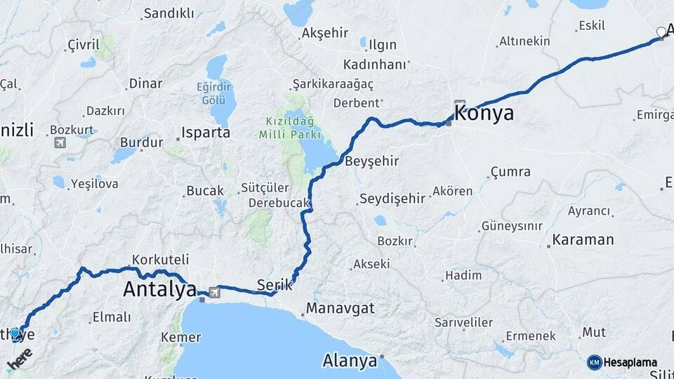 Muğla Seydikemer Aksaray Arası Kaç Km - Yol Haritası