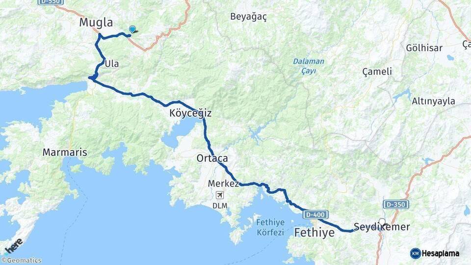 Muğla Seydikemer Arası Kaç Km - Yol Haritası