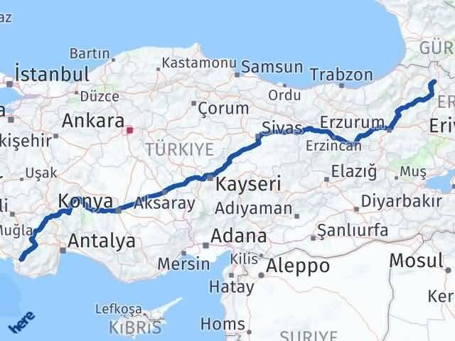 Muğla Seydikemer Ardahan Arası Kaç Km - Yol Haritası