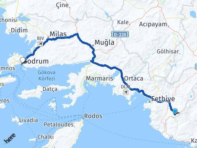 Arsaköy Bodrum Otogarı Arası Kaç Km - Yol Tarifi