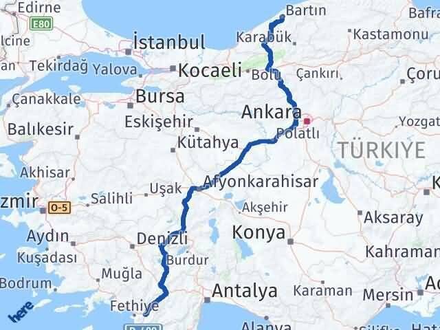 Muğla Seydikemer Bartın Arası Kaç Km - Yol Haritası