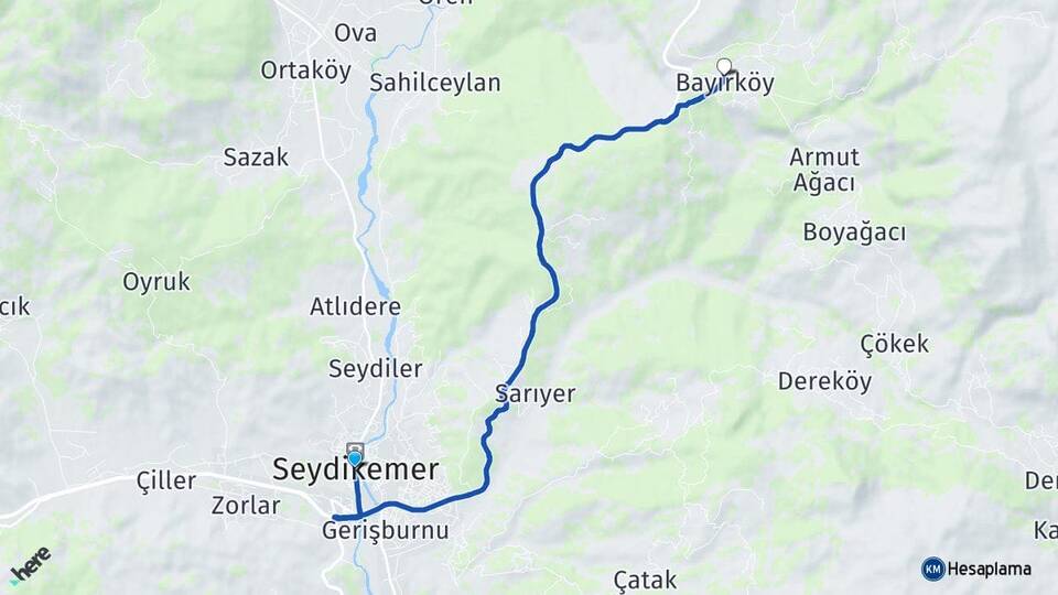 Muğla Seydikemer Bayırköy Seydikemer Arası Kaç Km - Yol Haritası
