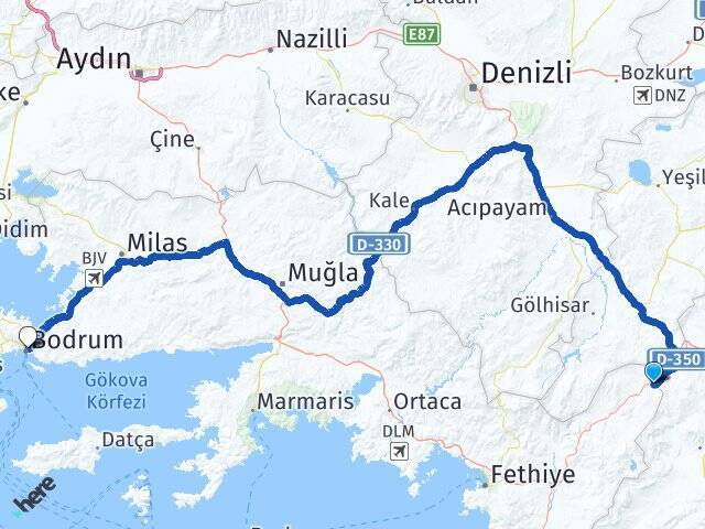 Bekçiler Bodrum Feribot İskelesi Arası Kaç Km - Yol Tarifi