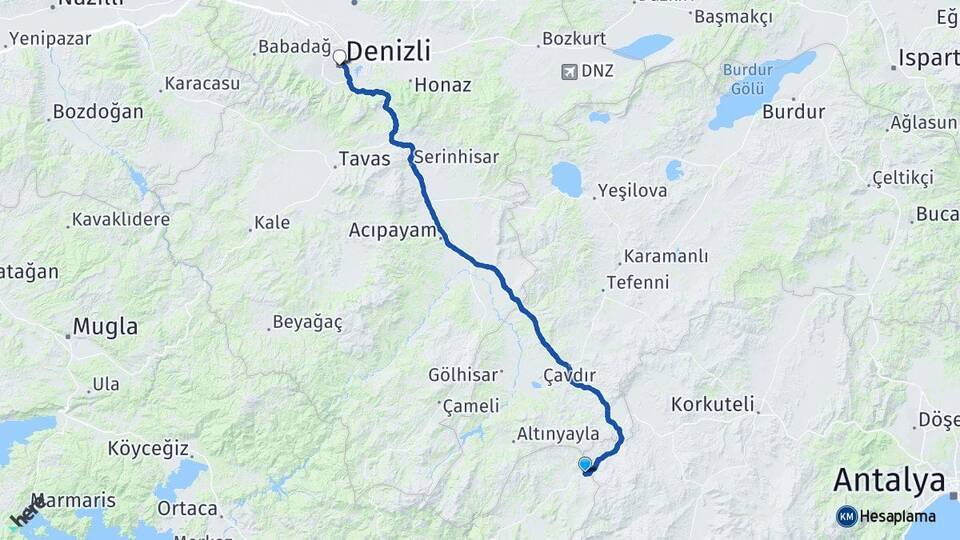 Bekçiler Denizli Arası Kaç Km - Yol Tarifi