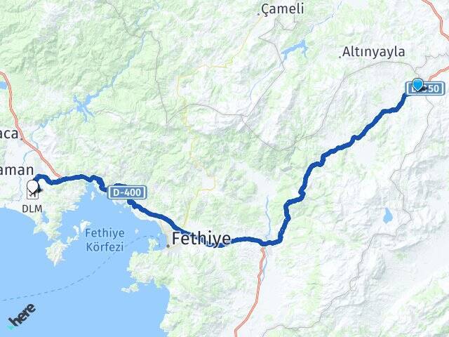 Bekçiler Muğla Dalaman Havalimanı Arası Kaç Km - Yol Tarifi