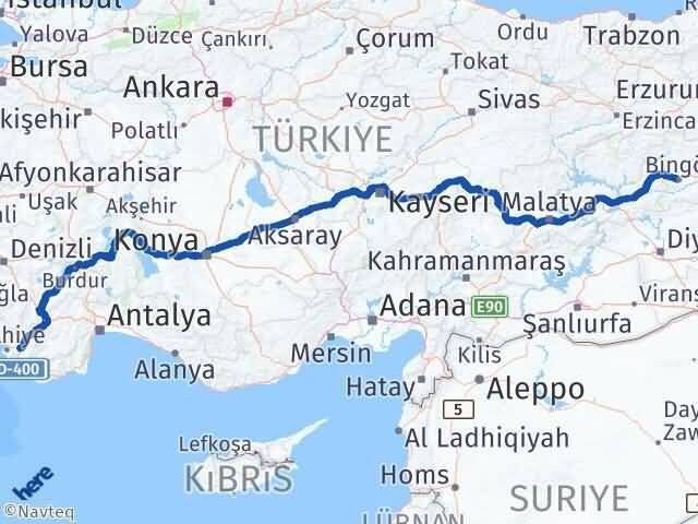 Muğla Seydikemer Bingöl Arası Kaç Km - Yol Haritası