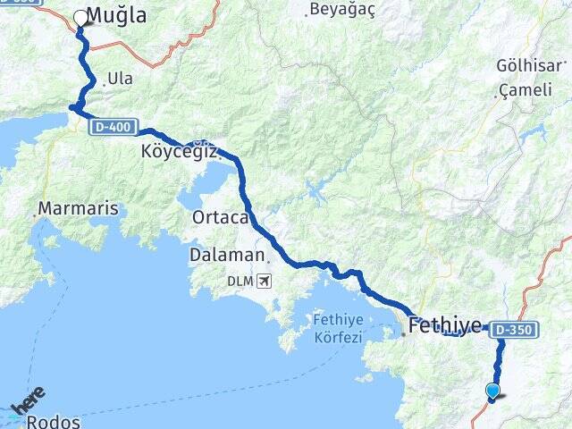 Çaykenarı Muğla Otogarı Arası Kaç Km - Yol Tarifi