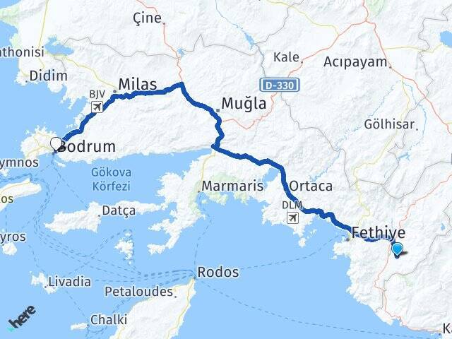 Döğer Bodrum Otogarı Arası Kaç Km - Yol Tarifi