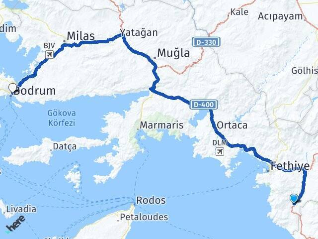Eşen Bodrum Otogarı Arası Kaç Km - Yol Tarifi
