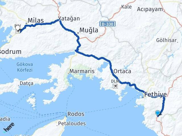 Eşen Milas Bodrum Havalimanı Arası Kaç Km - Yol Tarifi