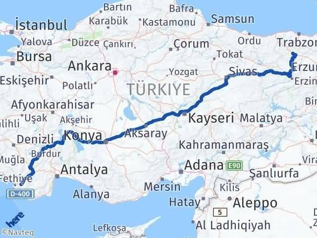 Muğla Seydikemer Gümüşhane Arası Kaç Km - Yol Haritası