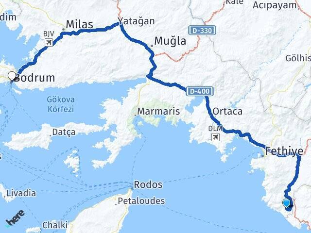 Karadere Bodrum Feribot İskelesi Arası Kaç Km - Yol Tarifi