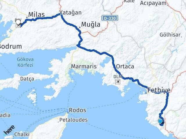 Karadere Milas Bodrum Havalimanı Arası Kaç Km - Yol Tarifi