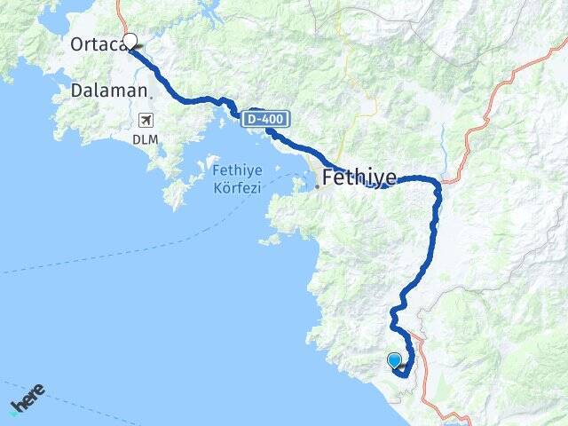 Karadere Ortaca Otogarı Arası Kaç Km - Yol Tarifi